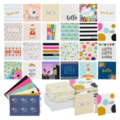 72 Pack Mini Note Cards with Envelopes and Stickers, All Occasions Greeting Cards for Flower Bouquets, Gifts, 24 Assorted Designs (2.5" x 2.5") Multicolor