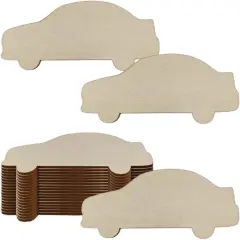 20pcs Wooden Car Shaped Cutouts DIY Crafts Car Unfinished Wood