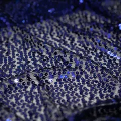1 Yard Premium Mandy Mesh Sequin Fabric, 58" Cut Width, 50" Usable Width, 92% Polyester, 8% Spandex Navy
