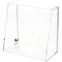 Plymor Clear Acrylic Locking Display Case with Slanted Front and Sliding Back, No Shelves