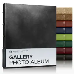 Gallery Leather Photo Album 4x6-3 Ring Binder Photo Album, 60 Pages for 120 Photos, Fillable, Can Fit 8x10 and 5x7 Photos, Handcrafted - 11.75 x 10.5 " Acadia Black
