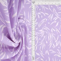 Cey Leaf Print Fabric 1 Yard Lightweight Drapey Polyester 58/59" Wide LAVENDER
