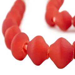 Jumbo Bicone Recycled Glass Beads - Beaded Wall Hangings - Extra Large African Sea Glass Beads 25mm - The Bead Chest (Bright Red)