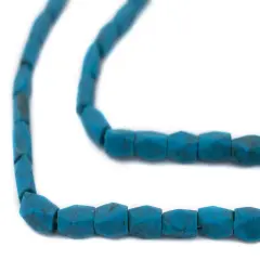 The Bead Chest Blue Turquoise-Style Faceted Afghan Stone Beads 8x5mm Afghanistan 15 Inch Strand