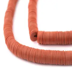 The Bead Chest African Vinyl Beads, Ghana Vulcanite Crafts Supplies for DIY Jewelry Making, Necklaces, Bracelets (8mm, Squash Orange)