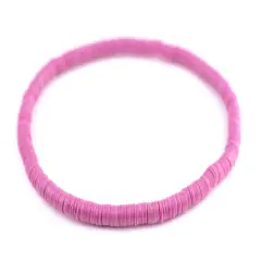 The Bead Chest Boho Stretch Bracelet, Magenta - Stackable African Vinyl Heishi, Unisex for Men & Women