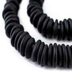 The Bead Chest Black Annular Wound Dogon Beads (14mm)