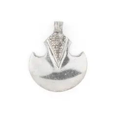 The Bead Chest Silver Half Moon Tuareg Shield Pendant (63x51mm): North African Tribal Berber Moroccan Sahara Pendant for Jewelry