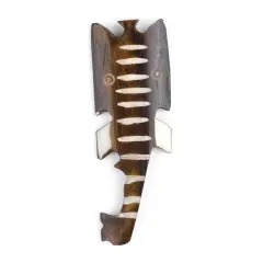 The Bead Chest Elephant Head Batik Bone Pendant 20mm Kenya African Brown Handmade