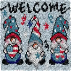 Latch Hook Kits for Adults Kids Christmas Rug Making Kits with Printed Canvas Carpet Tapestry Kits DIY Needlework Doormat Creative Gift Home Decoration 20.5Inch X13.8Inch (Blue)