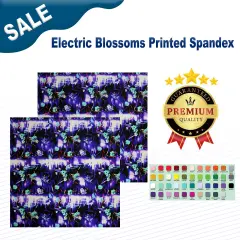 1 Yard Electric Blossoms Printed Spandex Fabric