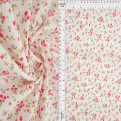 1 Yard Stretch Poplin Ditsy Print Fabric, 57/58&Prime; Wide Cotton Spandex Blend PINK HOT