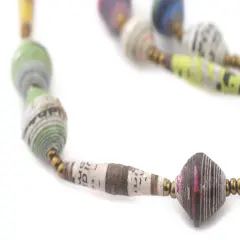 The Bead Chest Recycled Paper Bead Necklace from Uganda - Fair Trade African Jewelry (Elongated)
