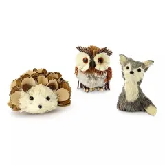 Woodland Friends Figurines Fox Owl Hedgehog Forest Decor Set