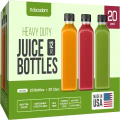 20pcs Juice Bottles With Caps - 12oz