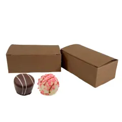 Made in USA - 50 Boxes - 2 Truffle Wedding Favor Kraft (chocolate box) - Fillable (empty) - 3-9/16" x 2-1/16" x 1-5/16" - Food Safe