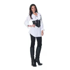 Pirate Adult Costume White Laced-Front Blouse