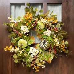 Northlight Pumpkins and Berries Artificial Fall Harvest Twig Wreath - 24" Green