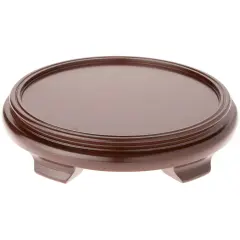 Plymor Walnut Round Wood Veneer Footed Display Base, 12" W x 12" D x 2.75" H (10" Display Diameter)