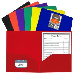 C-Line Poly 2-Pocket Portfolio Folder, Letter Size, Assorted Colors, Set of 36