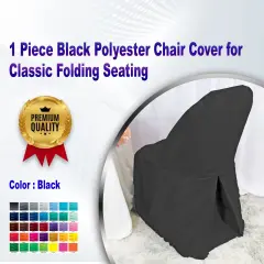 1 Piece Black Polyester Chair Cover for Classic Folding Seating