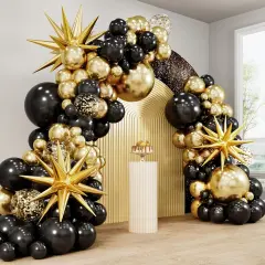 140pcs Black and Gold Party Balloons