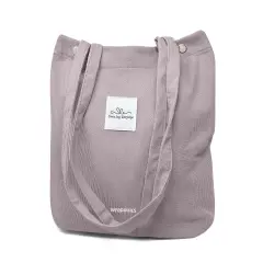 Wrapables Carry Joy Corduroy Tote Bag, Casual Shoulder Handbag, Lavender