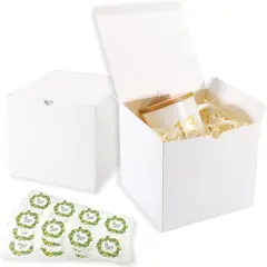20 Pack White Small Gift Boxes with Lids for Party Gift Boxes, Ornament Boxes, Wedding Boxes Easy to Assemble Gift Box with 24 Thank You Stickers