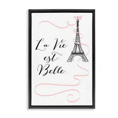 Stupell Industries Life Is Beautiful French Phrase Floating Frame Design by Martina Pavlova