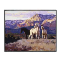 Stupell Industries Horses Peering Over Mountainside Framed Giclee By Claire Goldrick