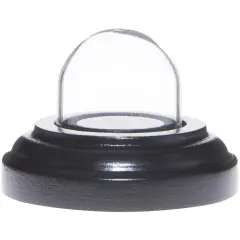 Plymor Miniature 1" x 1" Mini Glass Display Dome TINY Cloche Black Wood Veneer