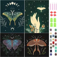 4 Sets Moth and Moon Diamond Painting
