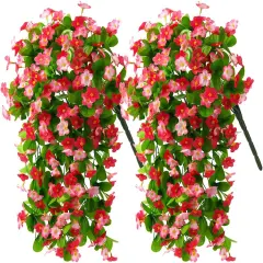 2 Pack Artificial Hanging Flowers Pink
