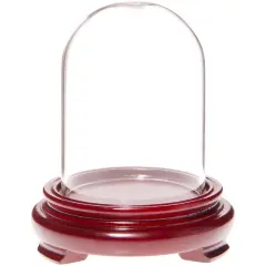 Plymor 2.5" x 3.5" Glass Display Dome Cloche Red Wood Veneer