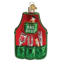 Old World Christmas 4.0 Inch Bbq Apron Tree Ornament , Ornament Barbeque Grill Red