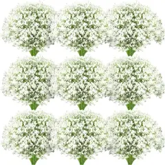 100 Pieces Artificial Flowers Plastic Baby Breath Flowers Faux Gypsophila DIY Floral Bouquets Arrangement Baby Breath Wedding Party Decoration for Party Home Office Garden Decor (White)