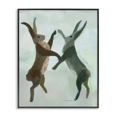 Stupell Industries Boxing Hares in Neutral Tones Framed Giclee Design by Kay Widdowson