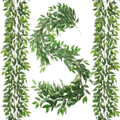 75inch/3pcs Artificial Italian Ruscus Vines, Silk Vine Garland with Green Leaves