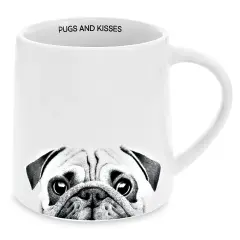 Collections Etc Adorable Pugs and Kisses Stoneware 17 oz. Mug