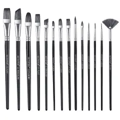 Artist Paint Brush Set of 14 - Paint Brushes for Acrylic Painting, Canvas, Watercolor or Fabric - Painting Art Supplies for Beginners and Experts - Great for Water, Oil or Acrylic Painting