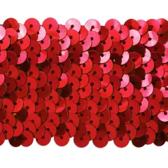 5 yards of 5 Row 1 3/4" Metallic Stretch Sequin Trim | 5 yard cut Red