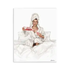 Stupell Industries Pouring Ros&eacute; Wine in Bed Wall Plaque Design by Ziwei Li