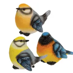 3 Asstd. Mini Resin Bird Figurines Colorful Decorative Birds for Home Decor