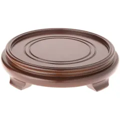 Plymor Walnut Round Wood Veneer Footed Display Base, 10.75" W x 10.75" D x 2.25" H (9" Display Diameter)