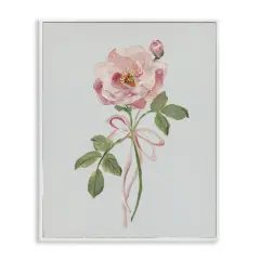Stupell Industries Pink Rose Bud with Ribbon Framed Giclee By Sally Swatland
