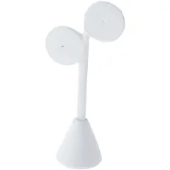 Plymor White Faux Leather Two Circles, Single Pair Earring Display Stand, 2.125" W x 1.25" D x 4.75" H