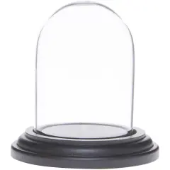 Plymor 1.85" x 2.875" Mini Glass Display Dome Cloche Black Wood
