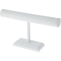 Plymor White Faux Leather T-Bar Bracelet Display Stand, 12" W x 6.75" H