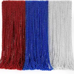 144PCS 4th of July Accessories Bead Necklaces Red Blue White