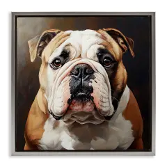 Stupell Industries Stoic Bulldog Portrait Floating Frame Design by Tom Crehan